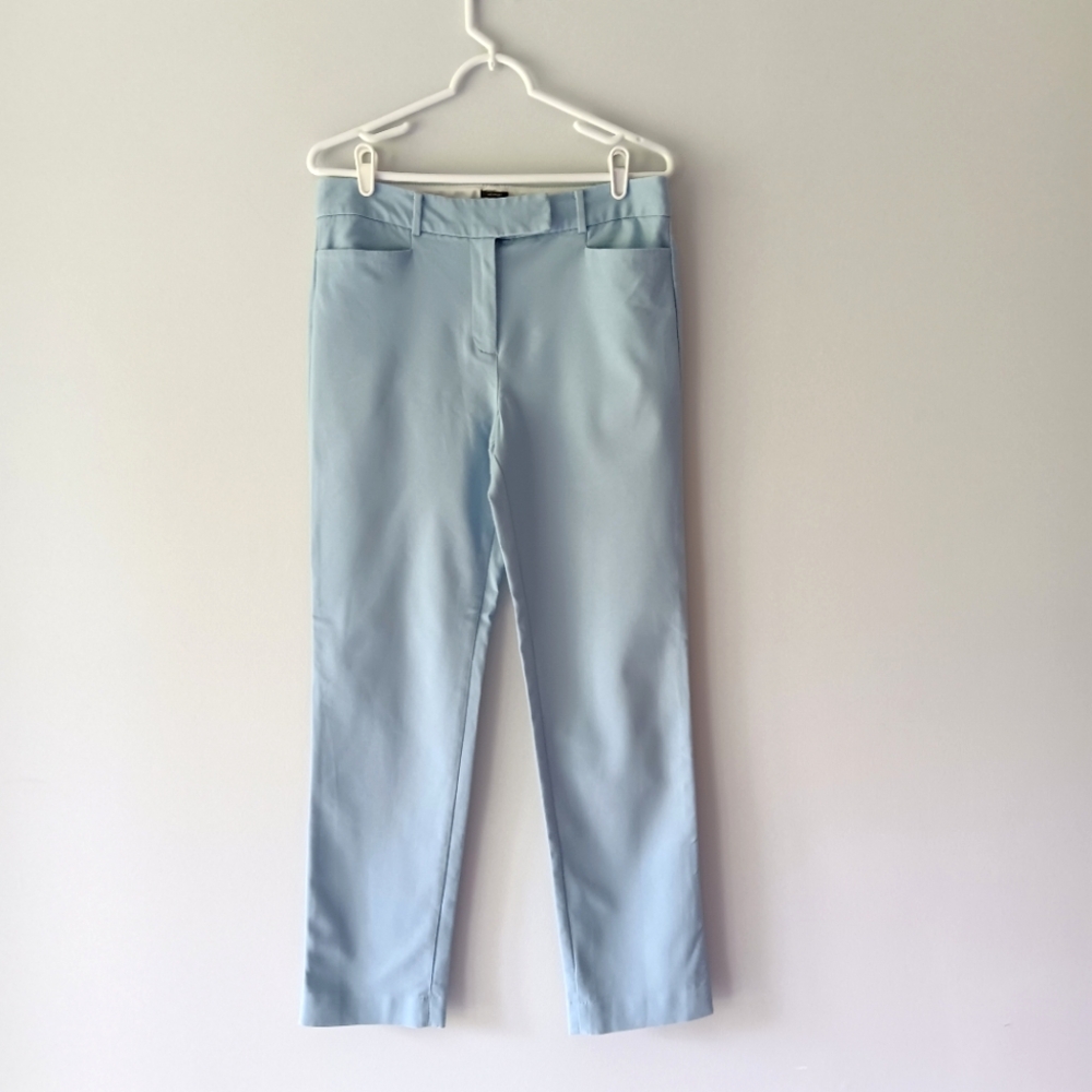 Talbots Newport Pants Straight Leg Pockets Cotton Blend Light Sky Blue Size 8